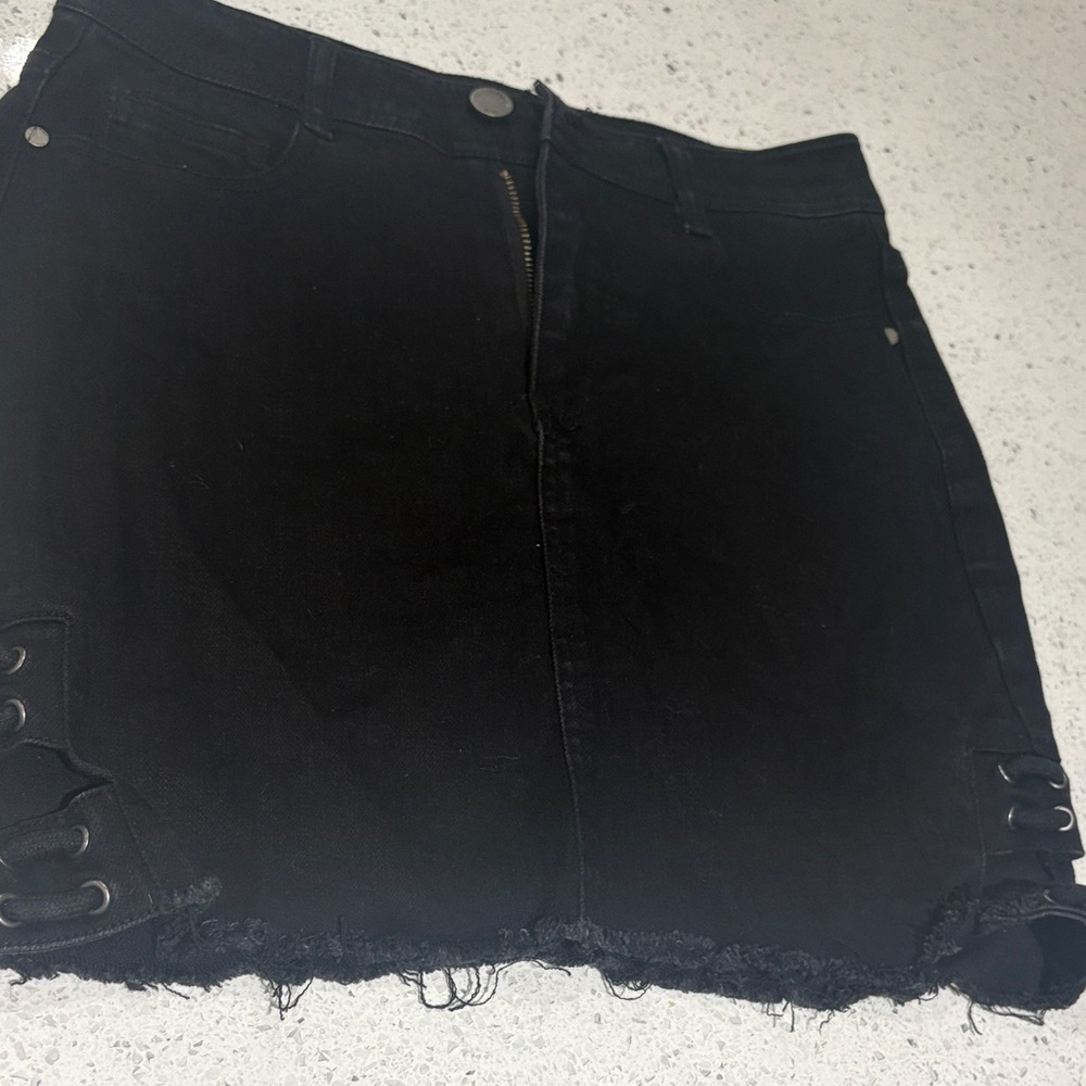 Black Label Black Mini Skirt with Eyelet Detail Size S